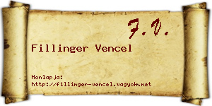 Fillinger Vencel névjegykártya